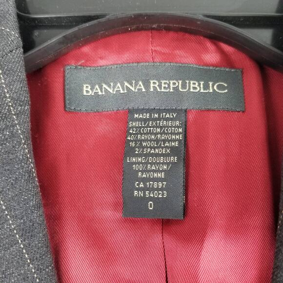 Banana Republic Gray White Pin Stripe Jacket Italy Made Wool Blend Lined Size S - Picture 4 of 5